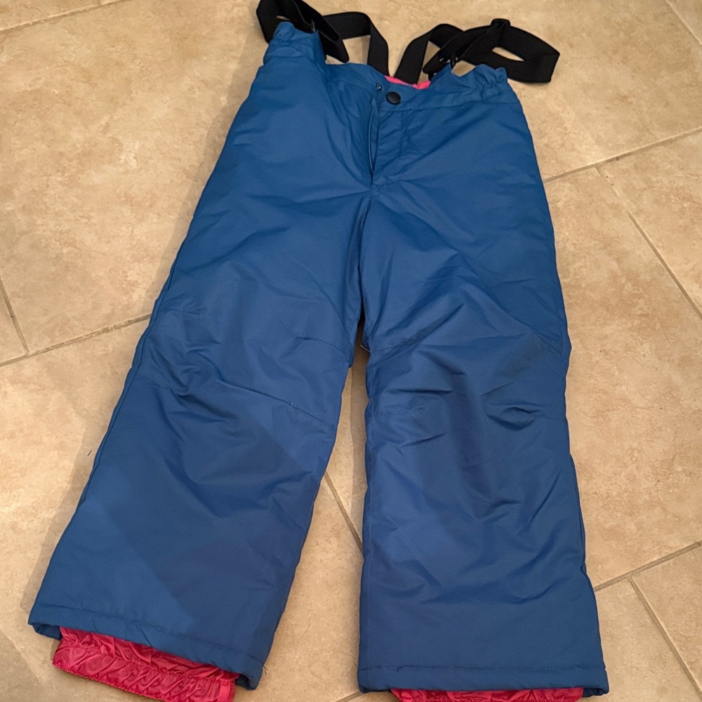 Kids Blue cold weather Overalls with Pink Lining